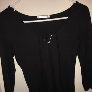 A black tied shirt
